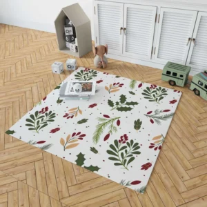 Rowan Berry Holly berry Leaves Pattern Rug 1