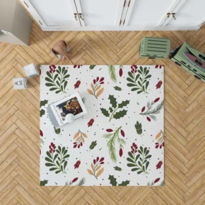 Rowan Berry Holly berry Leaves Pattern Rug