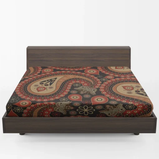 Royal Classical Red Paisley Design Fitted Sheet 1