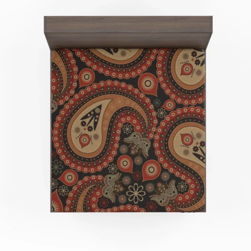 Royal Classical Red Paisley Design Fitted Sheet