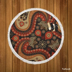 Royal Classical Red Paisley Design Round Beach Towel