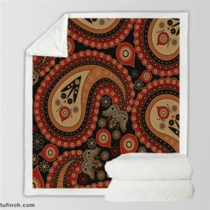 Royal Classical Red Paisley Design Sherpa Fleece Blanket