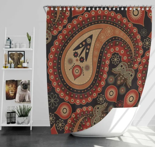 Royal Classical Red Paisley Design Shower Curtain