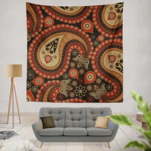 Royal Classical Red Paisley Design Wall Tapestry