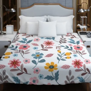 Royal Flowers Pink Colorful Pattern Duvet Cover