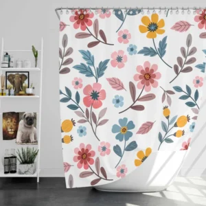 Royal Flowers Pink Colorful Pattern Shower Curtain