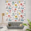 Royal Flowers Pink Colorful Pattern Wall Tapestry