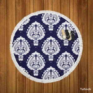 Royal Vintage Damask Design Round Beach Towel