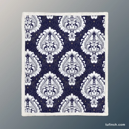 Royal Vintage Damask Design Sherpa Fleece Blanket 1