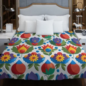 Russian Floral Design Duvet Cover