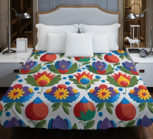 Russian Floral Design Duvet Cover