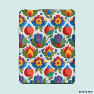 Russian Floral Design Fleece Blanket 1