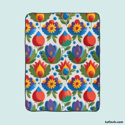 Russian Floral Design Fleece Blanket 1