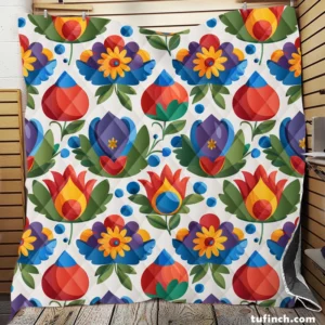 Russian Floral Design Quilt Blanket