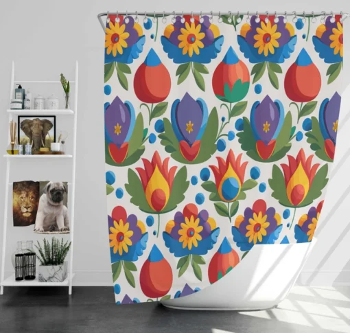 Russian Floral Design Shower Curtain