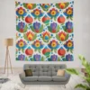 Russian Floral Design Wall Tapestry