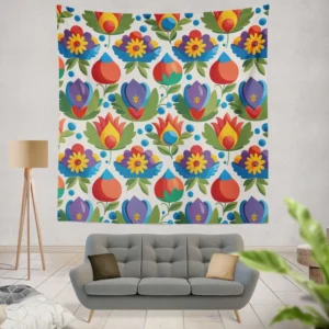 Russian Floral Design Wall Tapestry