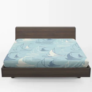 Sailboat Sea Wave Nautical Pattern Fitted Sheet 1