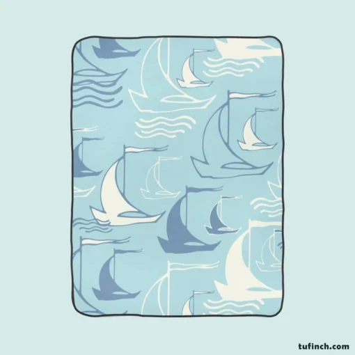 Sailboat Sea Wave Nautical Pattern Fleece Blanket 1