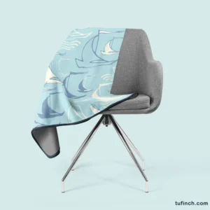 Sailboat Sea Wave Nautical Pattern Fleece Blanket 2