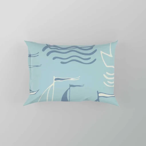 Sailboat Sea Wave Nautical Pattern Pillow Case