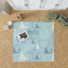 Sailboat Sea Wave Nautical Pattern Rug