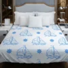 Sailing Boat Blue Wheel Duvet Cover