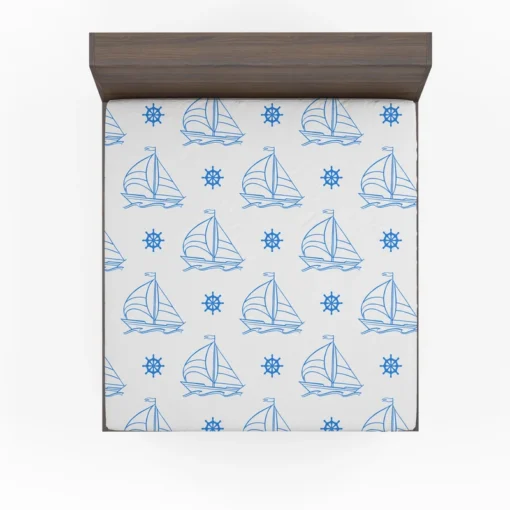 Sailing Boat Blue Wheel Fitted Sheet