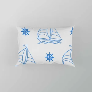 Sailing Boat Blue Wheel Pillow Case