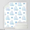 Sailing Boat Blue Wheel Sherpa Fleece Blanket