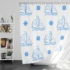 Sailing Boat Blue Wheel Shower Curtain