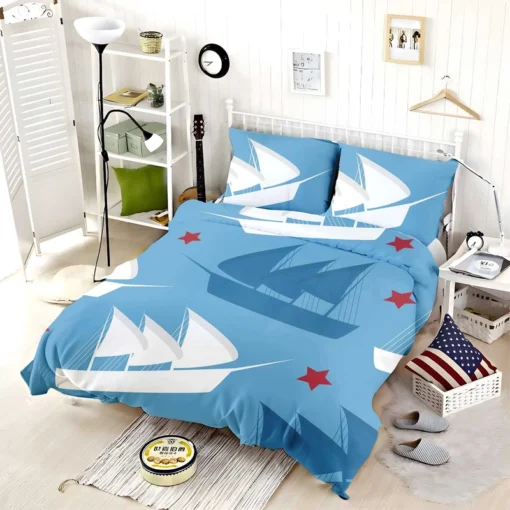 Sailing Tale Ship Pattern Bedding Set