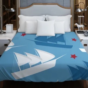 Sailing Tale Ship Pattern Duvet Cover