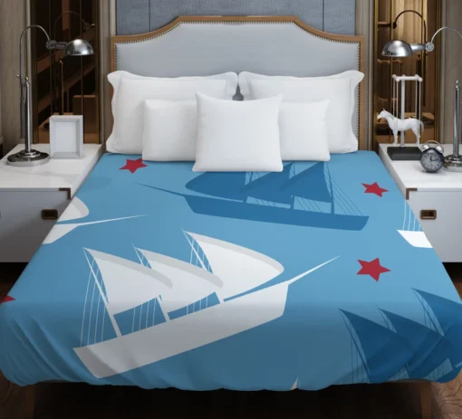 Sailing Tale Ship Pattern Duvet Cover