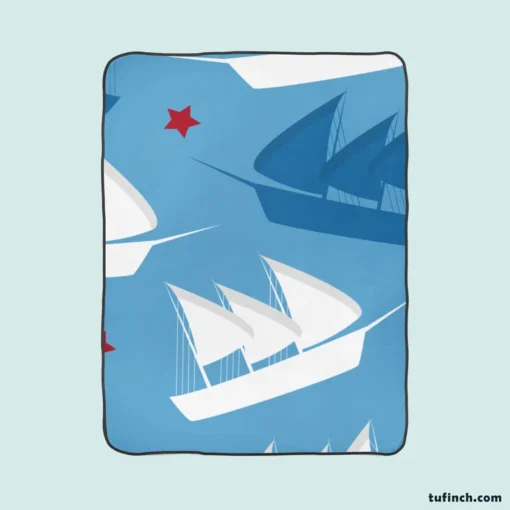 Sailing Tale Ship Pattern Fleece Blanket 1