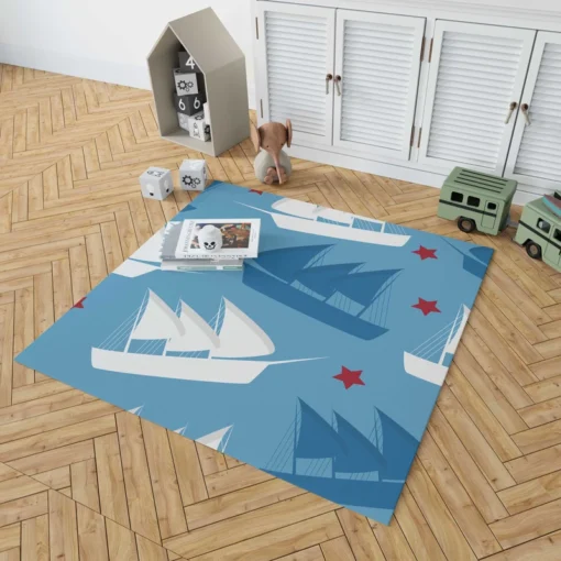 Sailing Tale Ship Pattern Rug 1