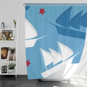 Sailing Tale Ship Pattern Shower Curtain