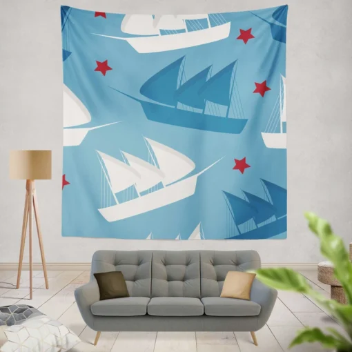 Sailing Tale Ship Pattern Wall Tapestry