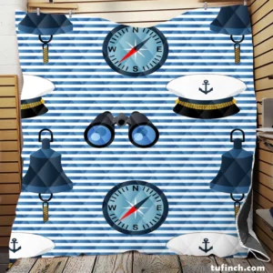 Sailor's Gear Nautical Pattern Quilt Blanket