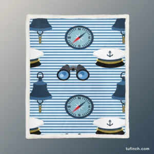 Sailor's Gear Nautical Pattern Sherpa Fleece Blanket 1