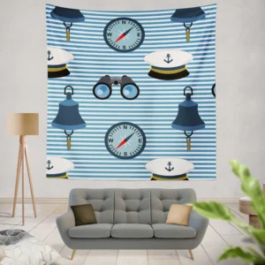 Sailor's Gear Nautical Pattern Wall Tapestry