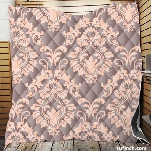 Salmon Ornamental Pattern Quilt Blanket