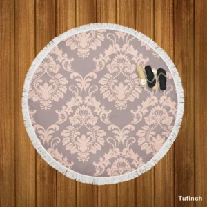 Salmon Ornamental Pattern Round Beach Towel