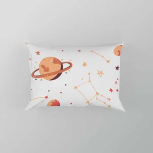 Saturn Planets In White Background Pillow Case