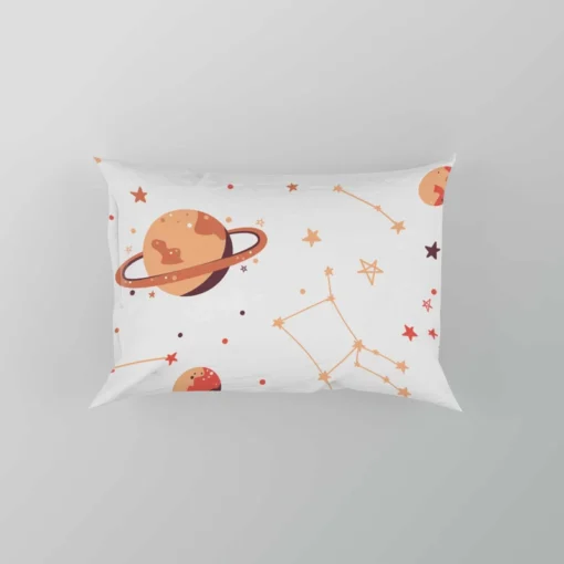 Saturn Planets In White Background Pillow Case