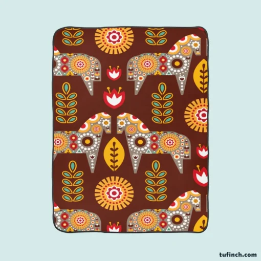 Scandinavian Folk Fleece Blanket 1