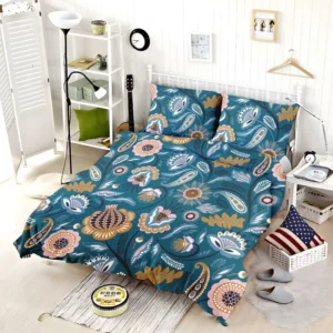 Scandinavian Folk Floral Design Bedding Set