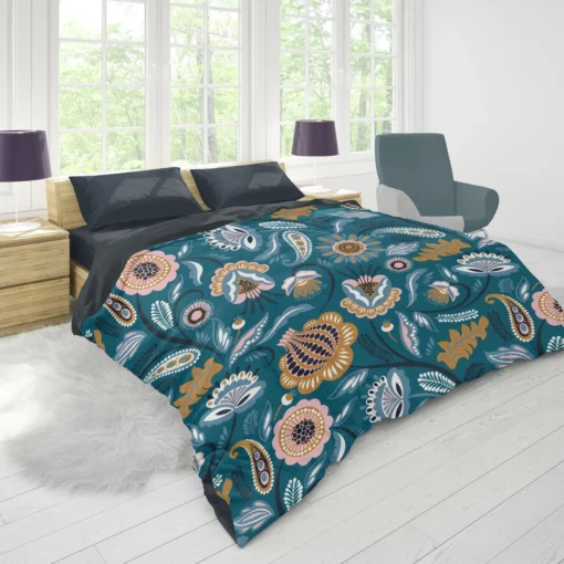 Scandinavian Folk Floral Design Duvet Cover 1