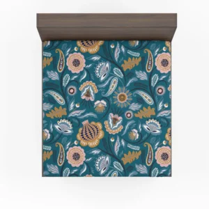 Scandinavian Folk Floral Design Fitted Sheet