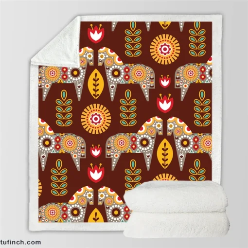 Scandinavian Folk Sherpa Fleece Blanket